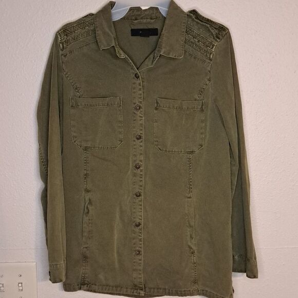 Forever 21 Army green button jacket down size medium - Picture 1 of 5